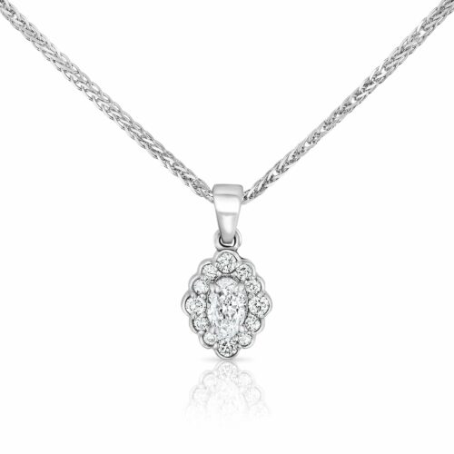 שרשרת וינטאג׳ עדינה עם יהלום מרכזי בחיתוך אובל