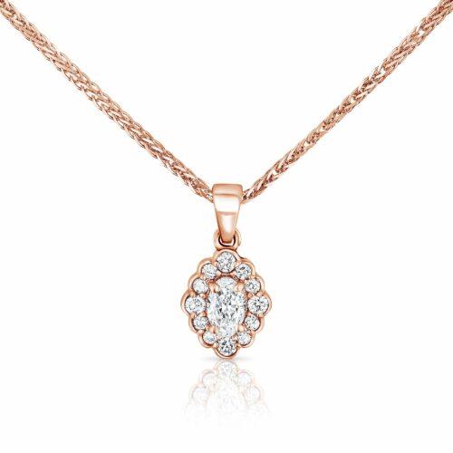 שרשרת וינטאג׳ עדינה עם יהלום מרכזי בחיתוך אובל