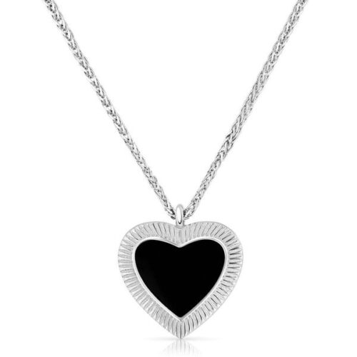 שרשרת לב וינטאג׳ זהב 14 קארט עם אמייל שחור