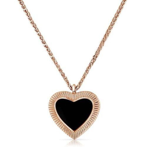 שרשרת לב וינטאג׳ זהב 14 קארט עם אמייל שחור