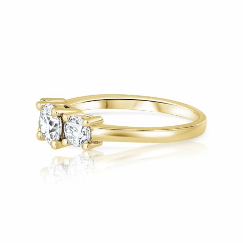 טבעת 3 סטון מושלמת יהלומים לבנים גדולים - יהלומי מעבדה