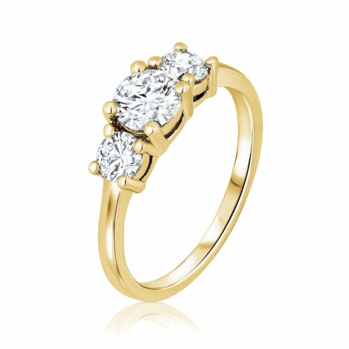 טבעת 3 סטון מושלמת יהלומים לבנים גדולים - יהלומי מעבדה