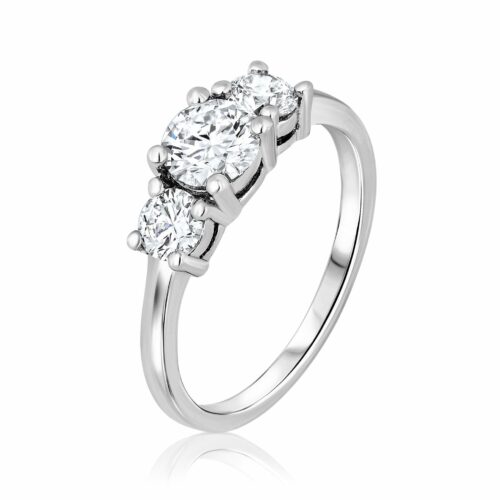 טבעת 3 סטון מושלמת יהלומים לבנים גדולים - יהלומי מעבדה