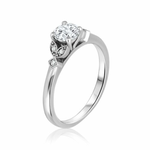 טבעת יהלום עם אלמנט וינטאג׳ בצדדים - יהלומי מעבדה