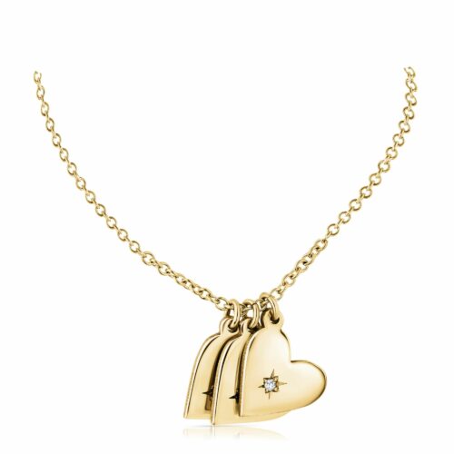 3 לבבות - אחד עם יהלום, 2 עם אבן חן |