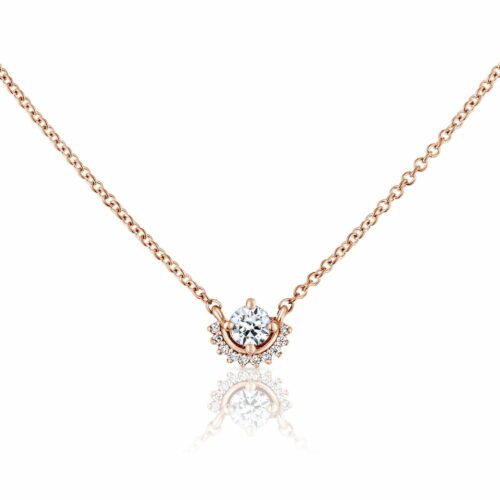 שרשרת שמש עדינה משובצת יהלומים לבניםם