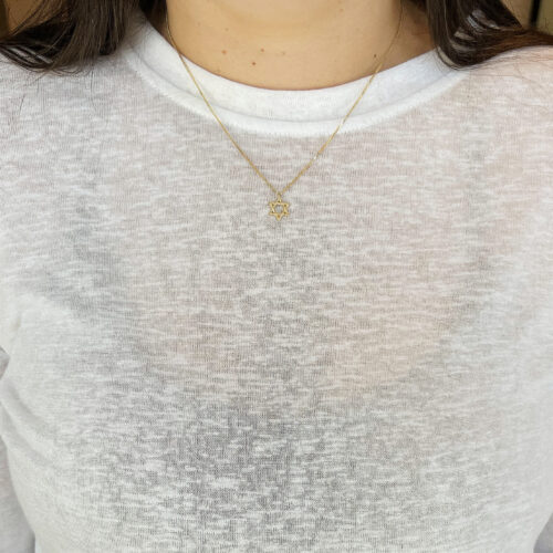 שרשרת מגן דוד קטנה עם יהלומים לבנים2