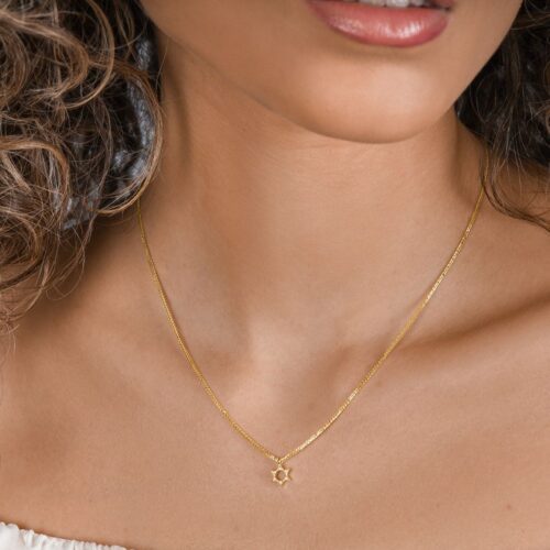 שרשרת מגן דוד קטנה עם יהלומים לבנים