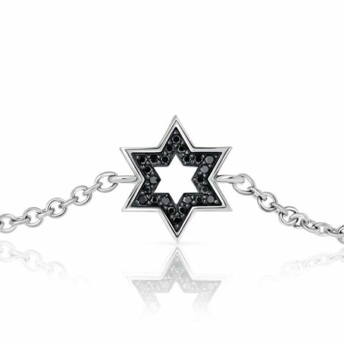 צמיד מגן דוד מיוחד עם יהלומים שחורים