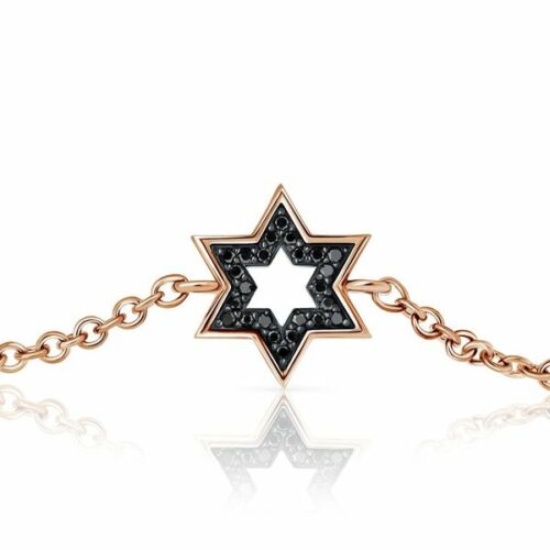 צמיד מגן דוד מיוחד עם יהלומים שחורים