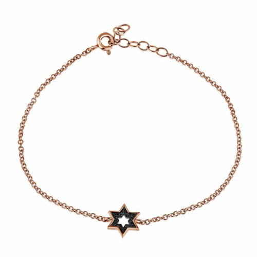 צמיד מגן דוד מיוחד עם יהלומים שחורים