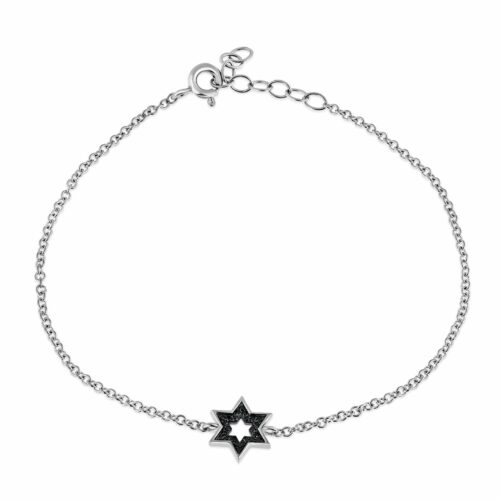 צמיד מגן דוד מיוחד עם יהלומים שחורים