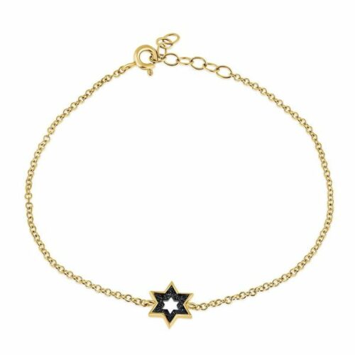 צמיד מגן דוד מיוחד עם יהלומים שחורים