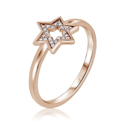 טבעת מגן דוד מיוחדת משובצת יהלומים לבנים