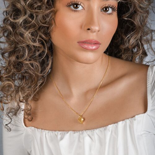 שרשרת לב תלת מימד זהב 14 קארט