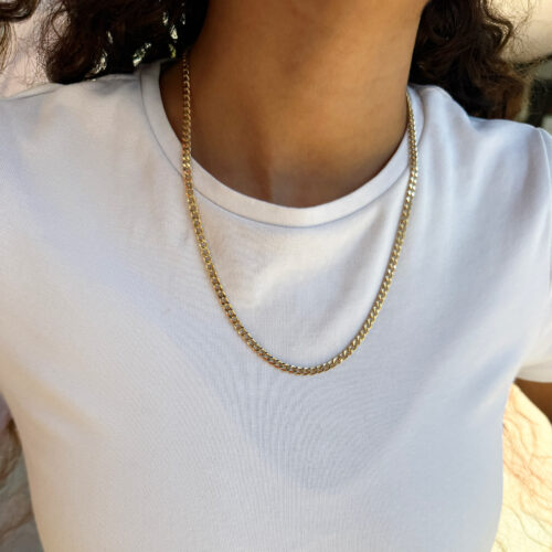 שרשרת גורמט מלא חוליות מבריקות זהב 14 קארט צהוב