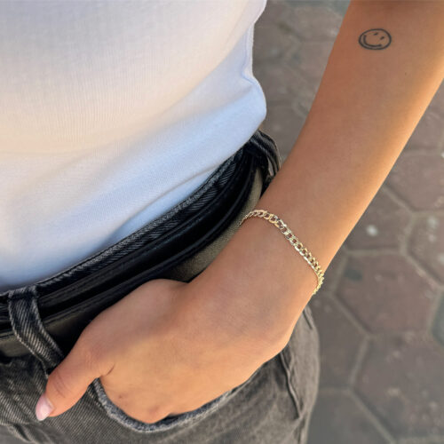 צמיד גורמט מלא חוליות מבריקות זהב 14 קארט צהוב