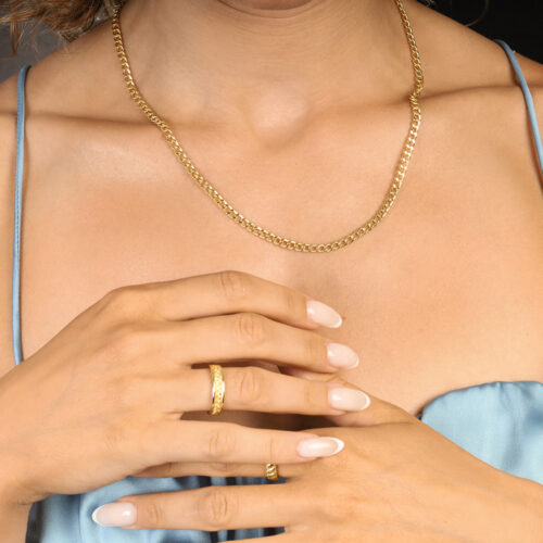 שרשרת גורמט מלא חוליות מבריקות זהב 14 קארט צהוב