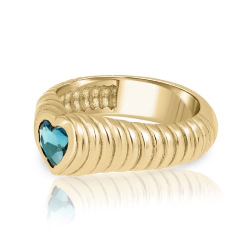 טבעת חותם מיוחדת משובצת לב בלו טופז - מהדורה מוגבלת