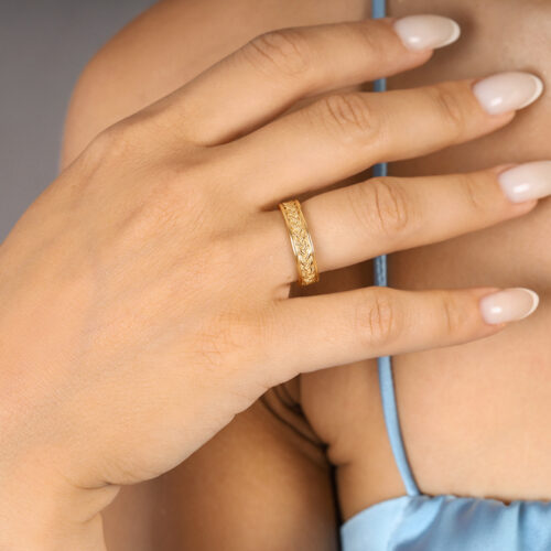 טבעת צמה עבה עם מסגרת נקודות וינטאג׳ מושלמת