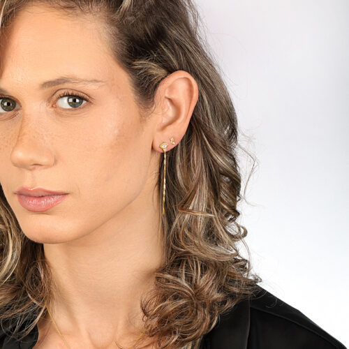 עגיל בודד עין מרקיזה יהלום לבן מעבדה ויהלום לבן עגול עם שרשרת מעוצבת