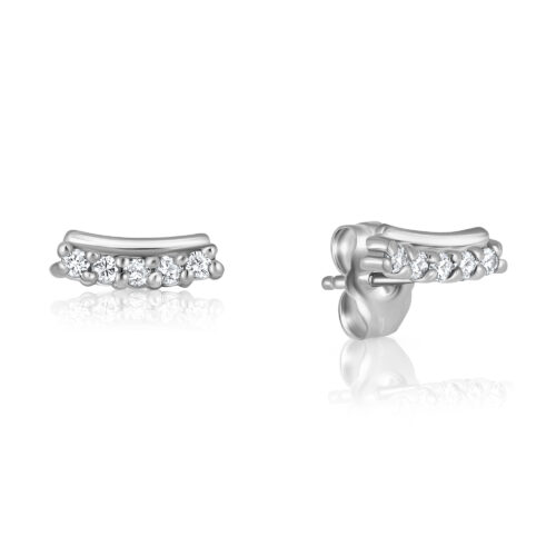 עגיל עדין של שורה יהלומים עם פס זהב עדין