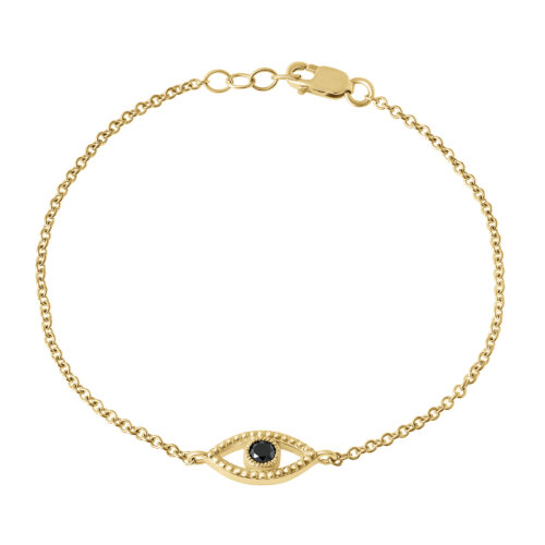 צמיד עין עם נקודות זהב משובץ יהלום שחור