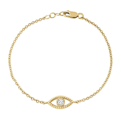 צמיד עין עם נקודות זהב משובץ יהלום לבן