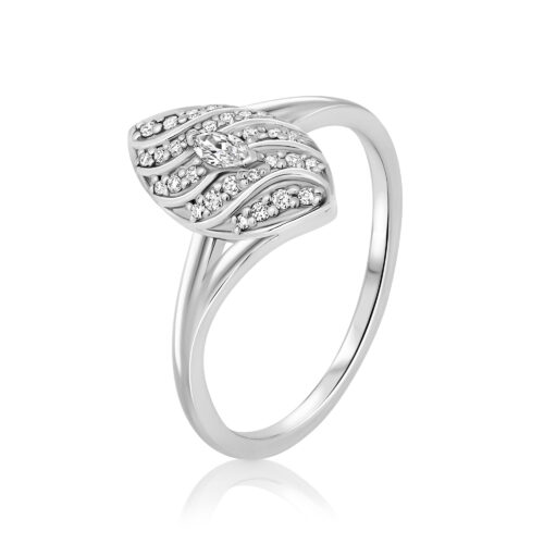 טבעת יהלום מרקיזה עם עטיפת יהלומים לבנים מושלמת