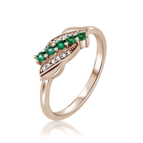 טבעת וינטאג׳ גל אמרלד צטאהם עם יהלומים לבנים בצדדים