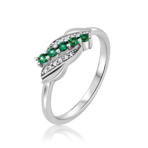 טבעת וינטאג׳ גל אמרלד צטאהם עם יהלומים לבנים בצדדים