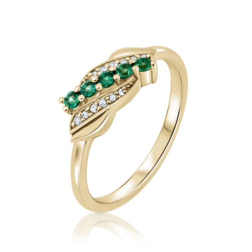 טבעת וינטאג׳ גל אמרלד צטאהם עם יהלומים לבנים בצדדים