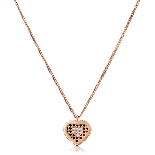 שרשרת לב וינטאג׳ עם מסגרת מיוחדת עם יהלום לבן בחיתוך לב