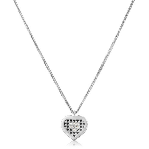 שרשרת לב וינטאג׳ עם מסגרת מיוחדת עם יהלום לבן בחיתוך לב