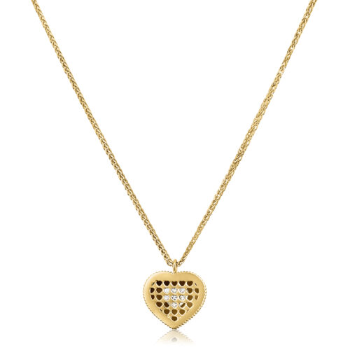 שרשרת לב וינטאג׳ עם מסגרת מיוחדת עם יהלום לבן בחיתוך לב