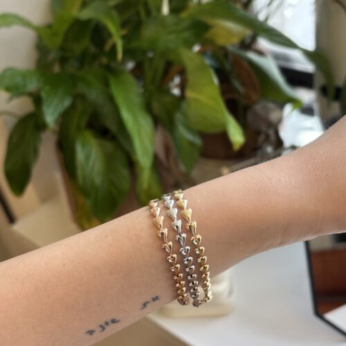 צמיד לבבות היסטרי זהב 14 קארט