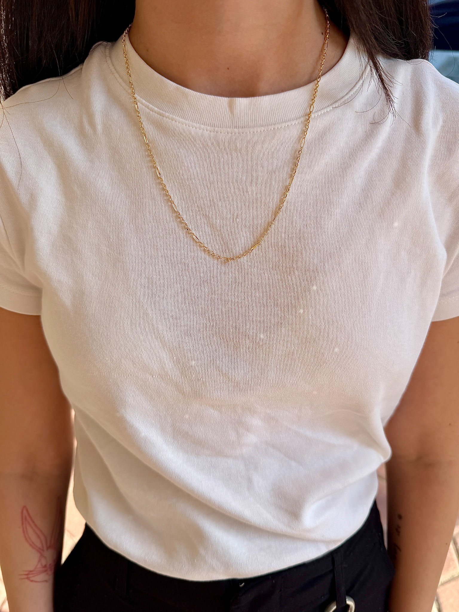 שרשרת חוליות גורמט נוצץ ועדין במראה וינטאג׳ זהב 14 קארט צהוב