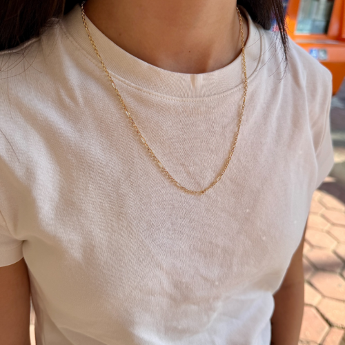 שרשרת חוליות גורמט נוצץ ועדין במראה וינטאג׳ זהב 14 קארט צהוב