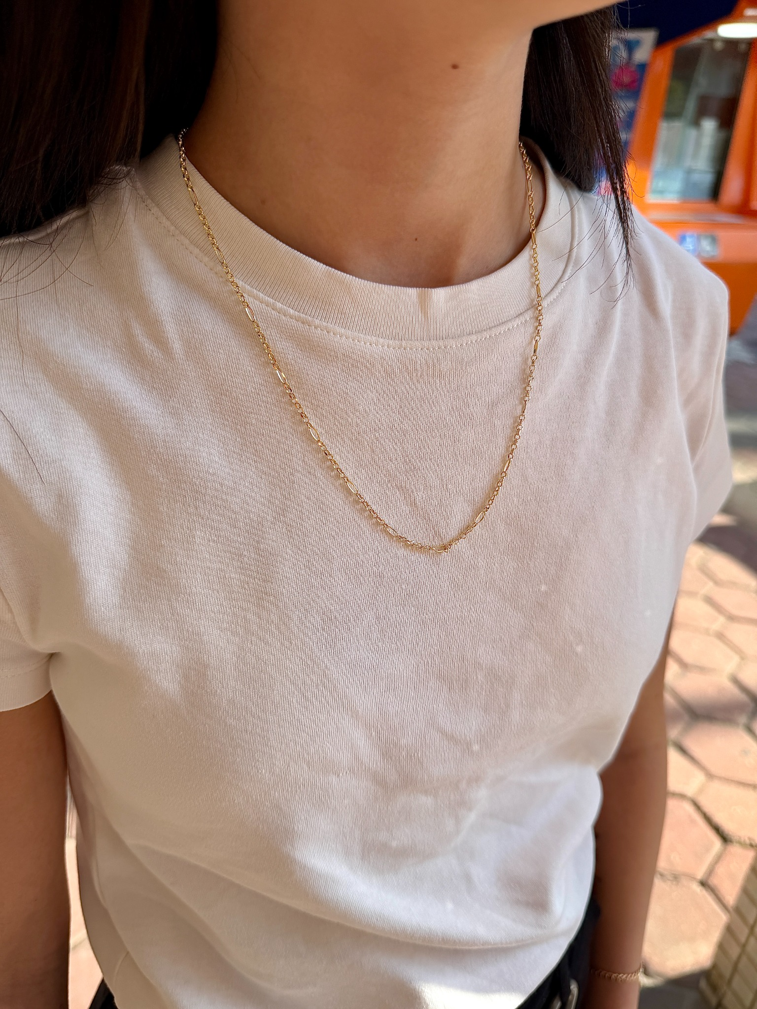 שרשרת חוליות גורמט נוצץ ועדין במראה וינטאג׳ זהב 14 קארט צהוב