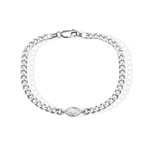 צמיד גורמט מושלם חוליות מבריקות עם יהלום מעבדה בחיתוך מרקיזה