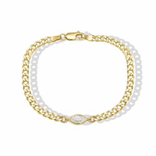 צמיד גורמט מושלם חוליות מבריקות עם יהלום מעבדה בחיתוך מרקיזה