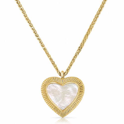 שרשרת לב וינטאג׳ עם מסגרת עדינה ואמייל פנינה