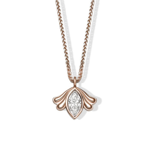 שרשרת יהלום מרקיזה לבן עם אלמנט זהב מעוצב בצדדים